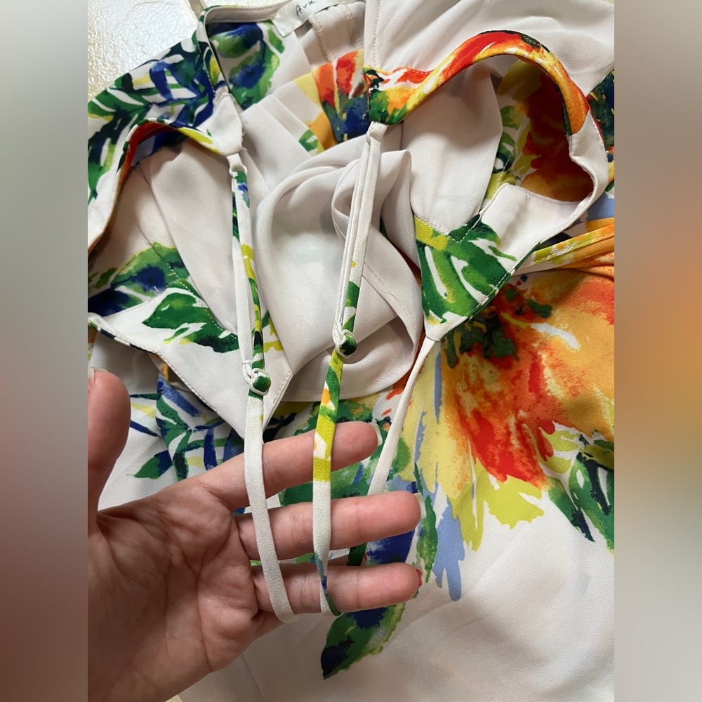 ARK & CO FULL LENGTH SPAGHETTI STRAP MULTI-FLORAL PRINT MAXI DRESS SIZE, L Beach - Picture 10 of 16